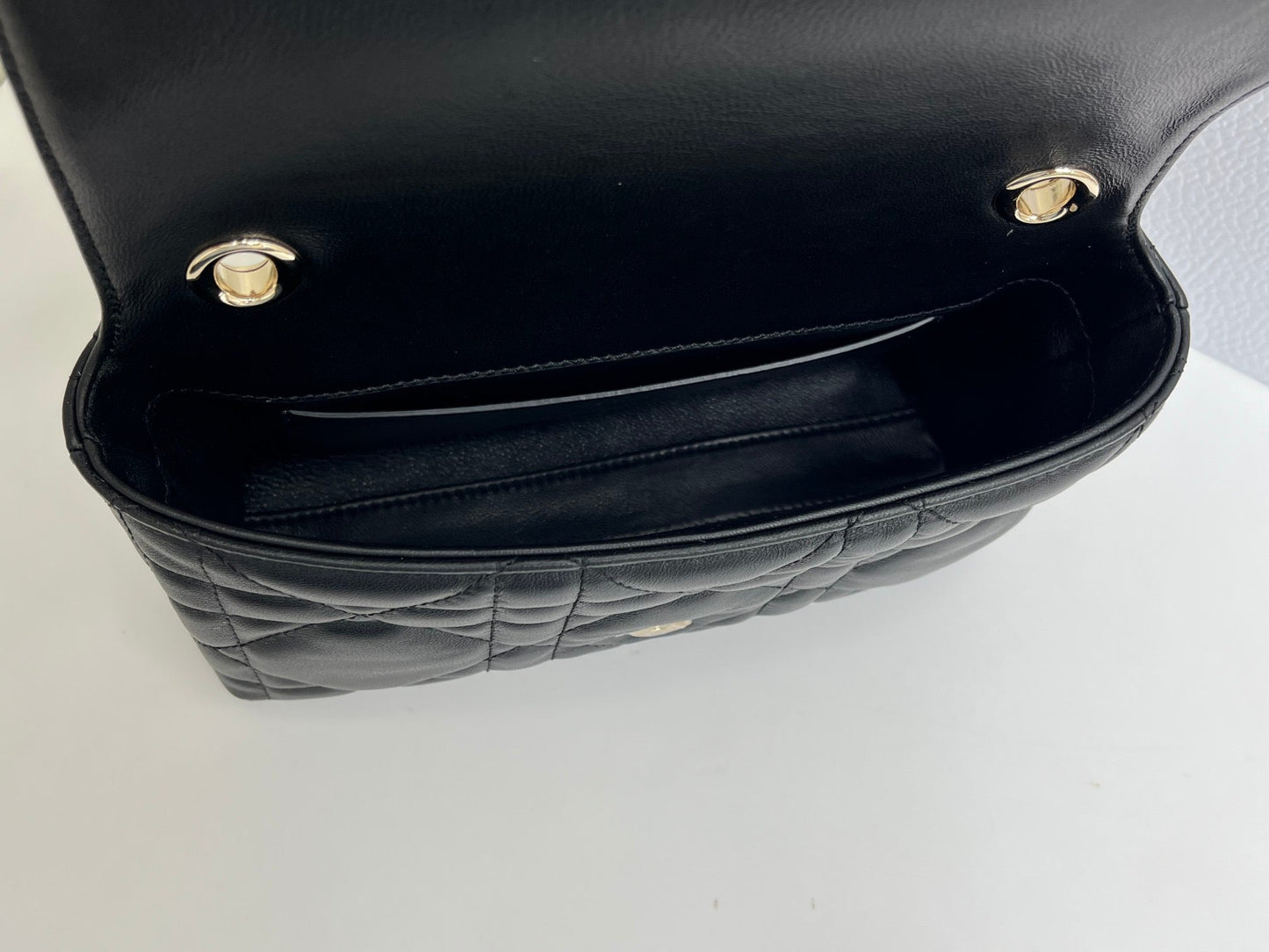 CD My Tender Top Handle Mini Bag 21cm Black Macrocannage Leather 159481