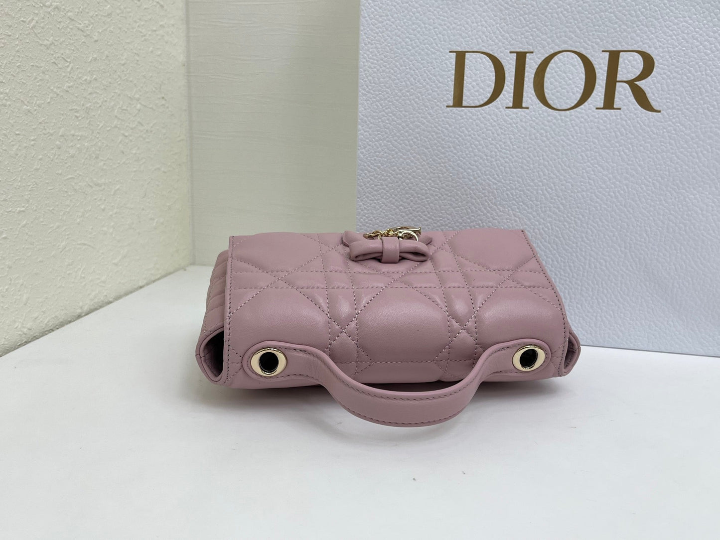 CD My Tender Top Handle Mini Bag 21cm Dusty Pink Macrocannage Leather 159480