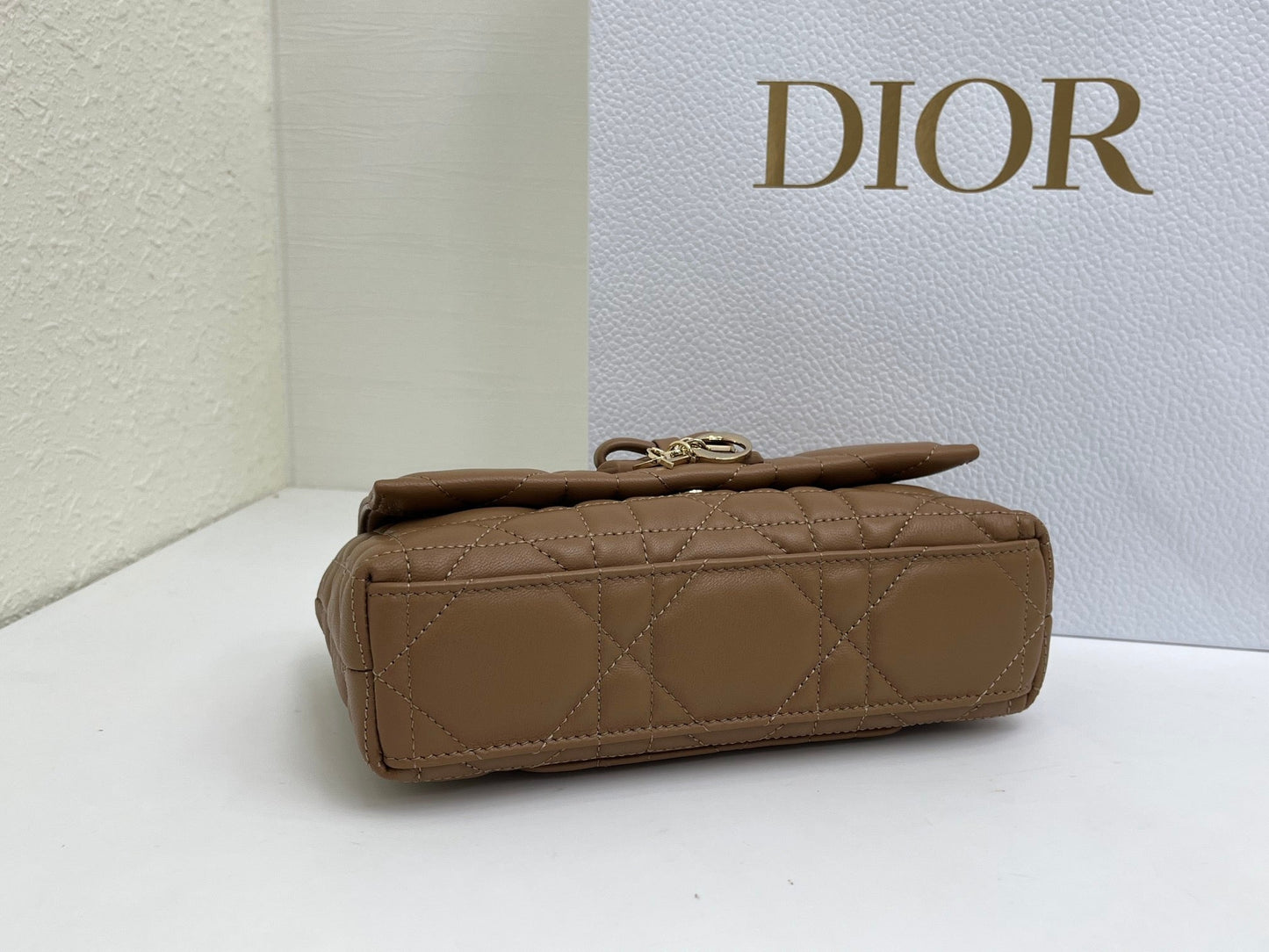 CD My Tender Top Handle Mini Bag 21cm Brown Macrocannage Leather 159479