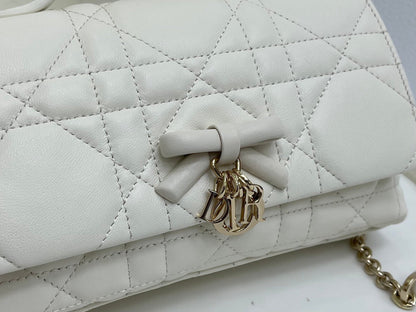 CD My Tender Top Handle Mini Bag 21cm White Macrocannage Leather 159475