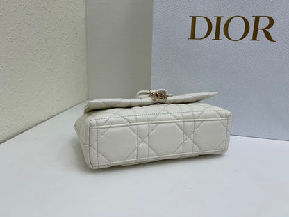 CD My Tender Top Handle Mini Bag 21cm White Macrocannage Leather 159475