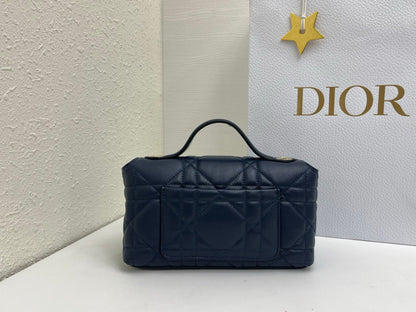 CD My Tender Top Handle Mini Bag 21cm Navy Macrocannage Leather 159474