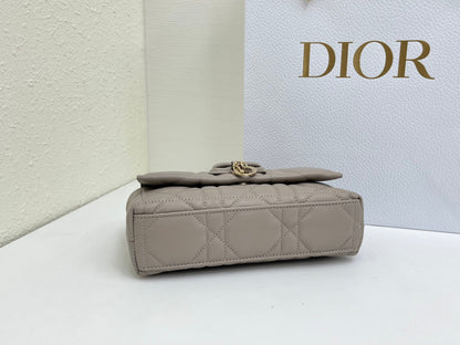 CD My Tender Top Handle Mini Bag 21cm Light Grey Macrocannage Leather 159473