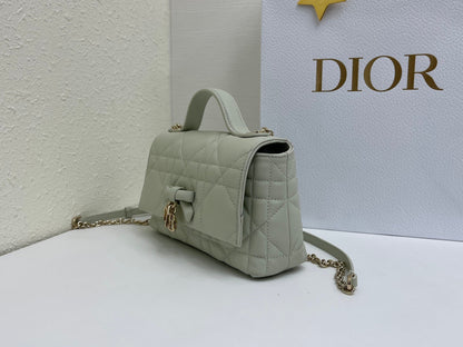 CD My Tender Top Handle Mini Bag 21cm Mint Green Macrocannage Leather 159472