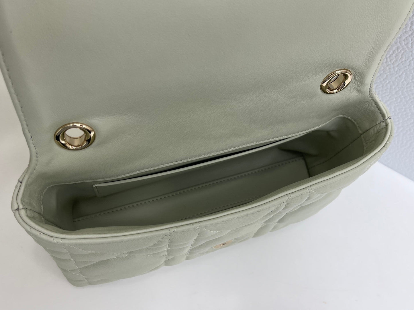 CD My Tender Top Handle Mini Bag 21cm Mint Green Macrocannage Leather 159472