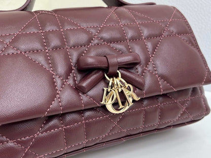 CD My Tender Top Handle Burgundy 21cm Burgundy Macrocannage Leather 159471