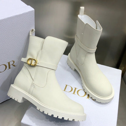 CD Empreinte Ankle Boots 1.5CM Buckle Milky White Leather 965383