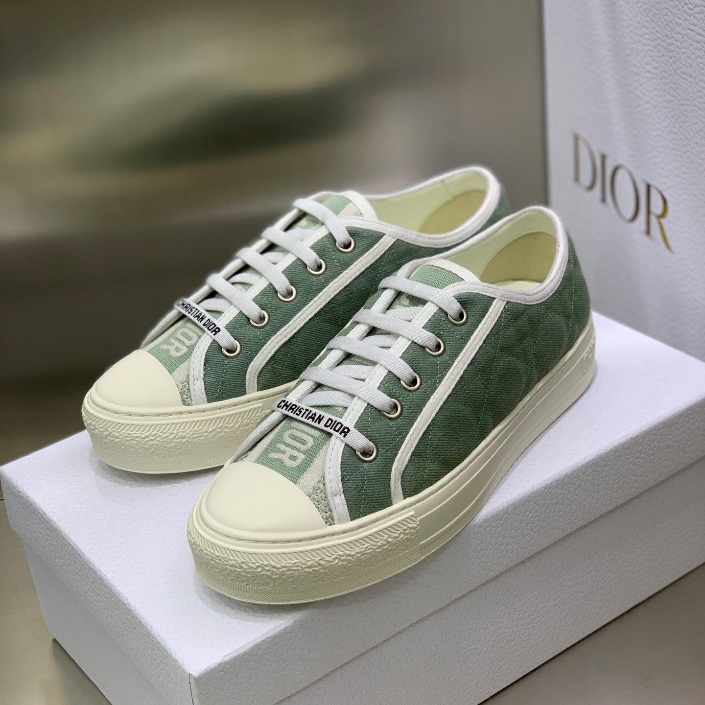 CD 26s Walk'n'Dior Sneaker Pale Green Cream Cotton 966656