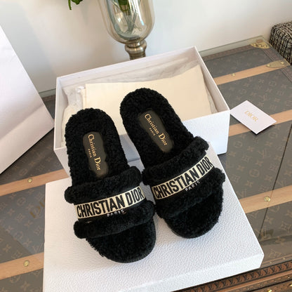 CD Dway Slide Black Fleece Lining And Canvas Fabric