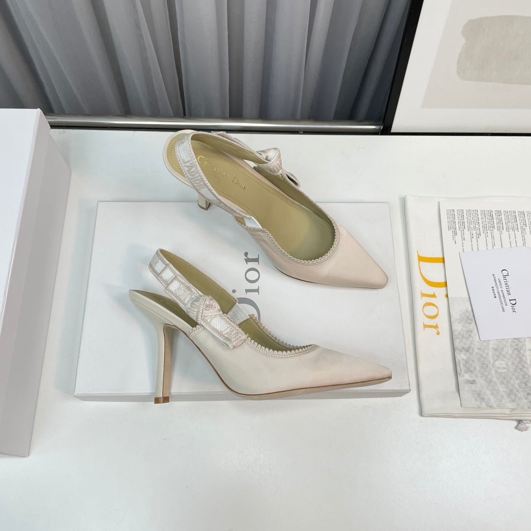 cd slingback pumps 95 white silk fabric