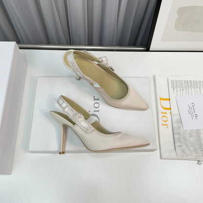 cd slingback pumps 95 white silk fabric