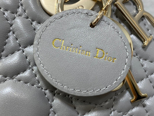 mini lady 17cm grey lambskin