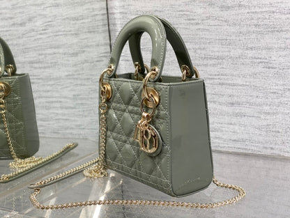 mini lady 17 rock gray patent calfskin
