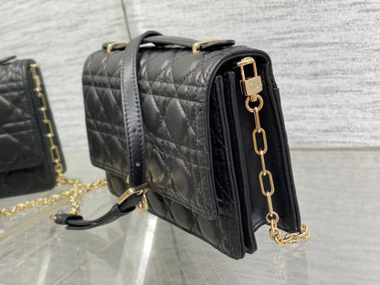 MY CD 24 TOP HANDLE BAG BLACK LAMBSKIN