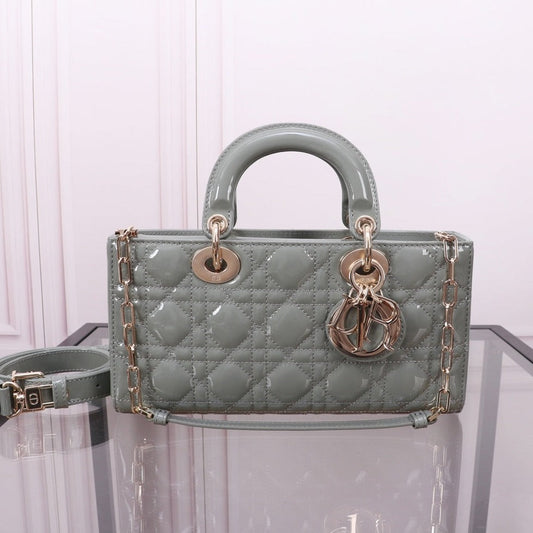 MEDIUM LADY D-JOY 26 ROCK GRAY LAMBSKIN