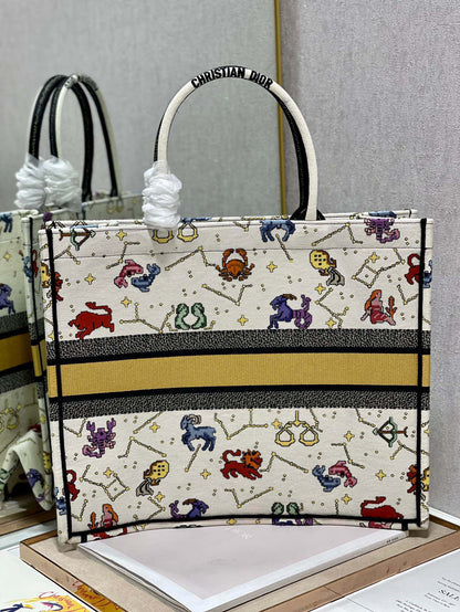 CD Colorful Twelve Constellations Book Tote 42cm Bag Canvas 336606