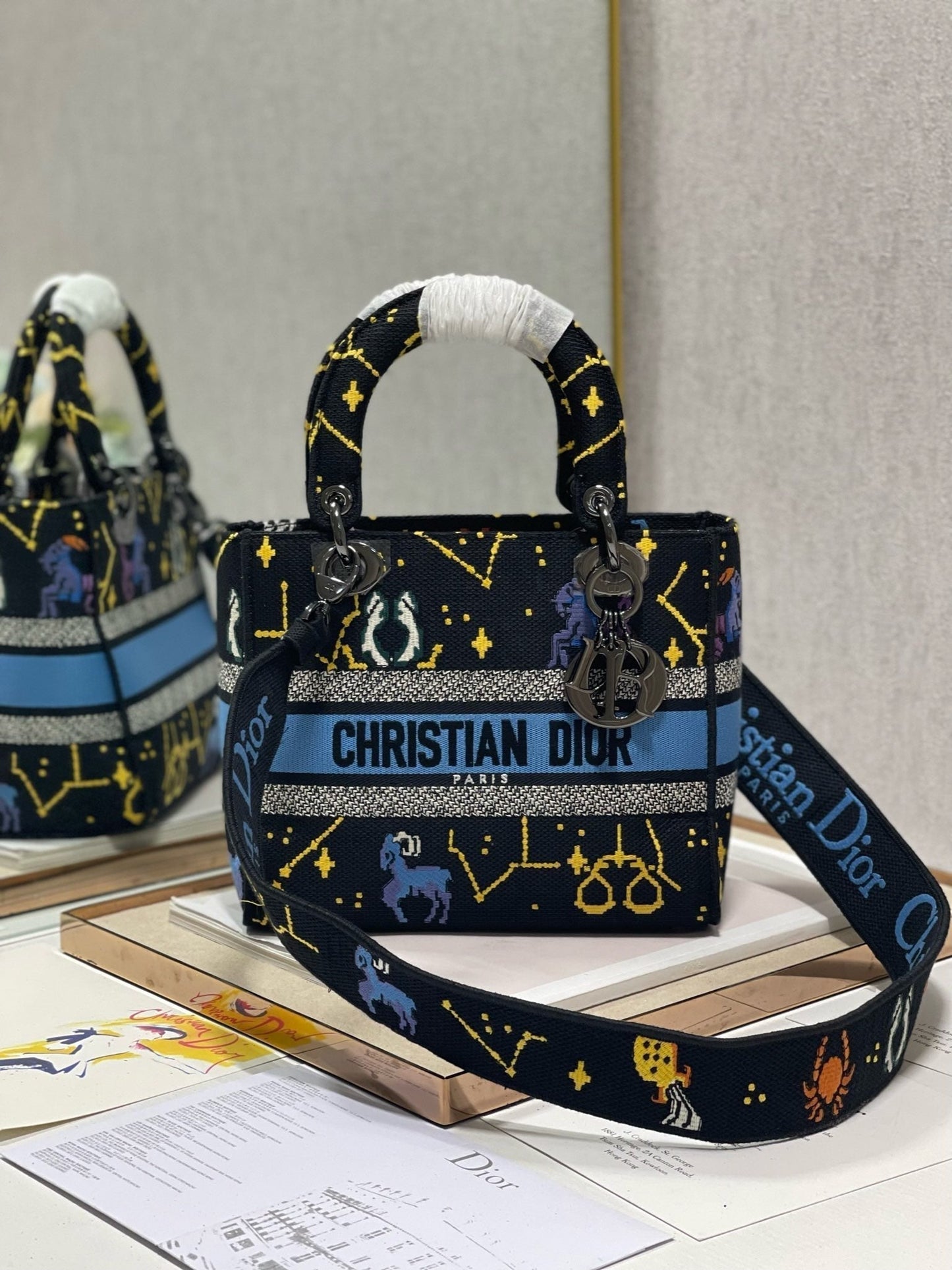 CD Qixi Black 24 Lady Dior Bag Canvas 336654