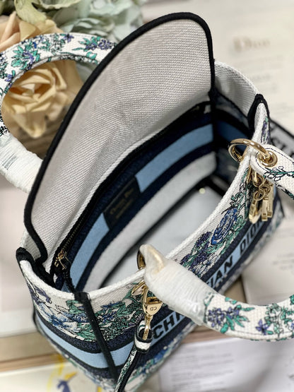 CD Butterfly Love Flower Blue 24 Lady Dior Bag Canvas 336667