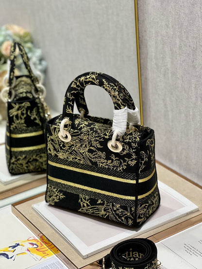 CD Black Magpie 24 Lady Dior Bag Canvas 336688