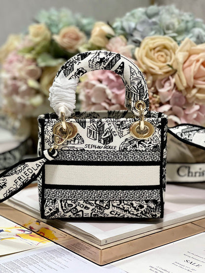 CD Paris White 17 Lady Dior Bag Canvas 336756