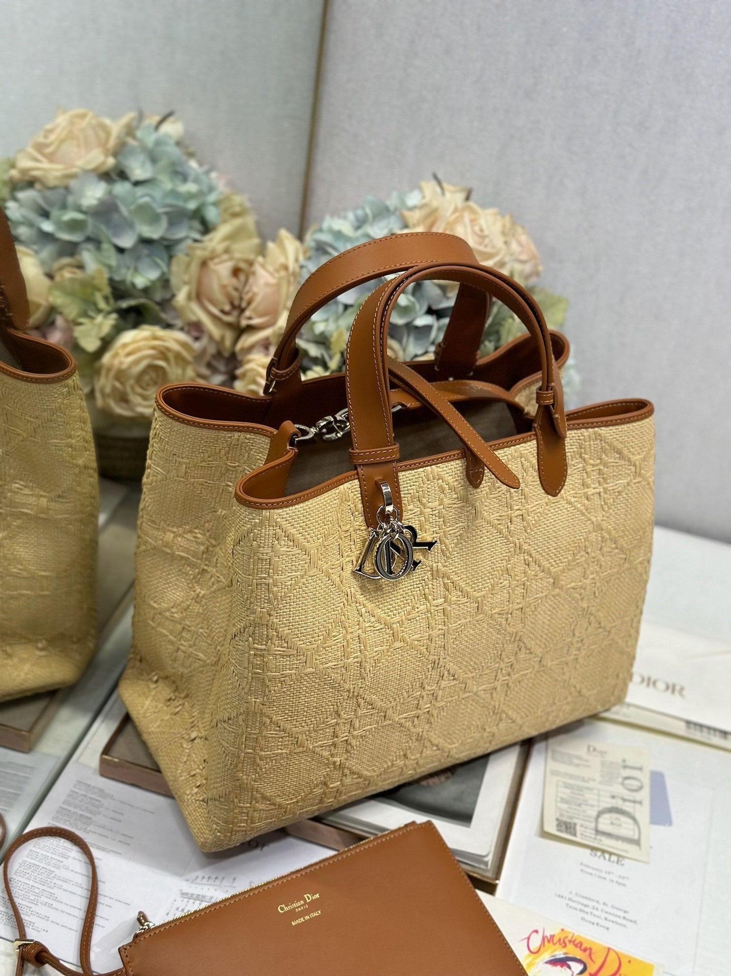 CD Large Dior Toujours Bag 37cm Natural Cannage Raffia 288660