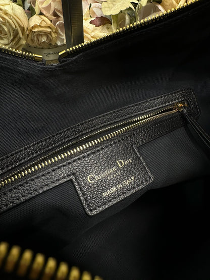 CD Large Dior Voyage Bag 34cm Black Macrocannage Calfskin 288638
