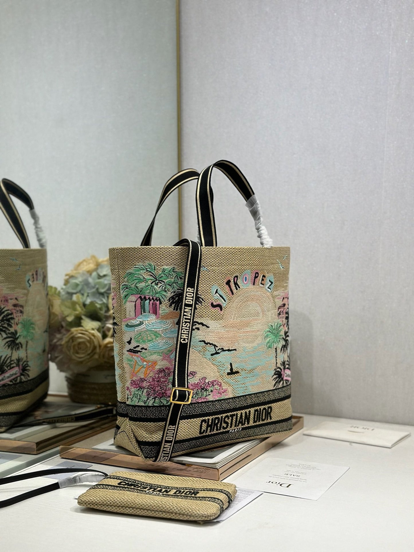 CD Fall 2025 Souvenir Large Book Tote Beige Cotton 288606