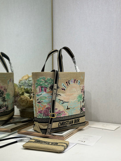 CD Fall 2025 Souvenir Large Book Tote Beige Cotton 288606