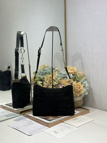 CD 26s Medium Diorly Bag Black Suede 288359