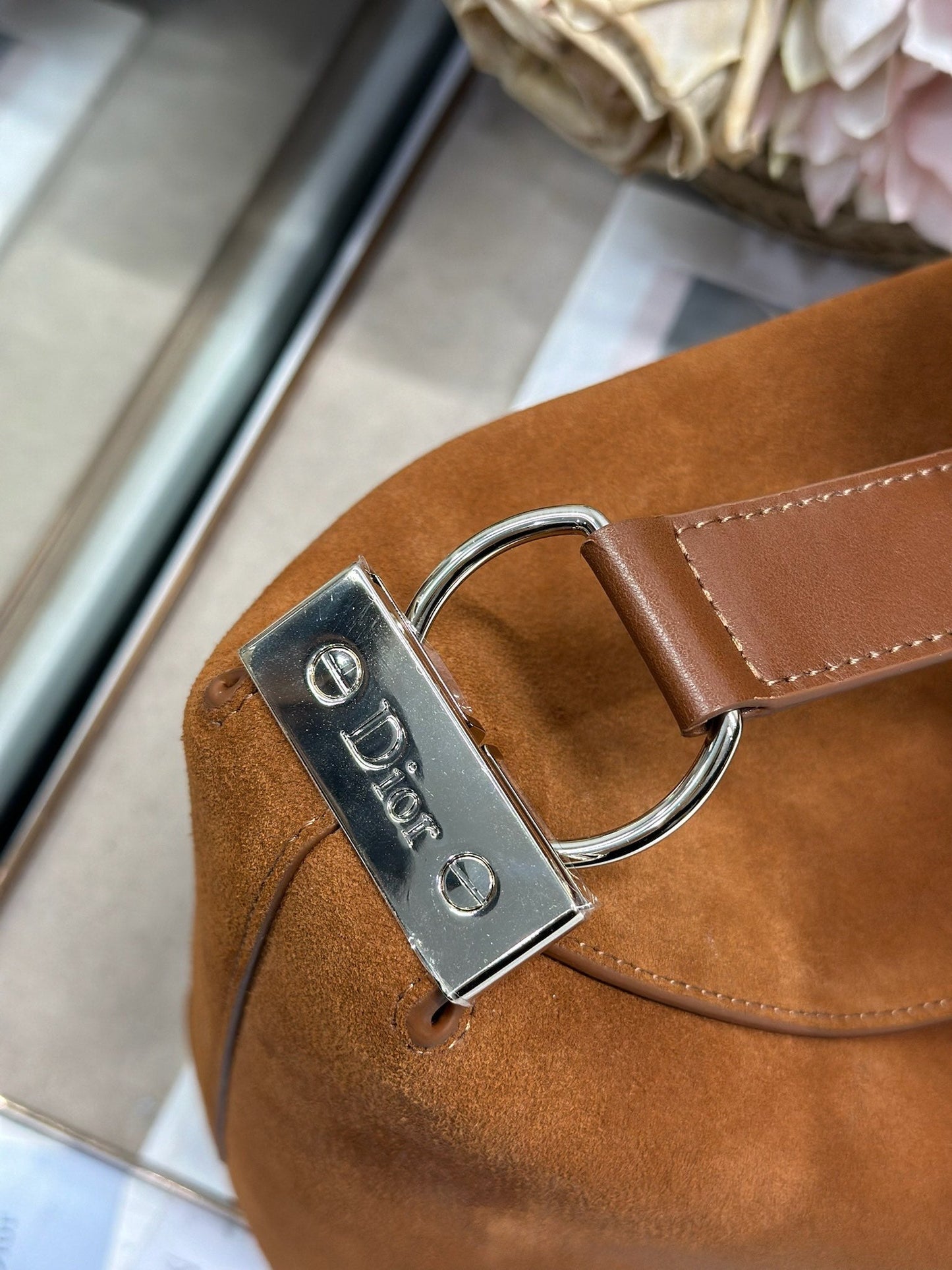 CD 26s Medium Diorly Bag Brown Suede 288361
