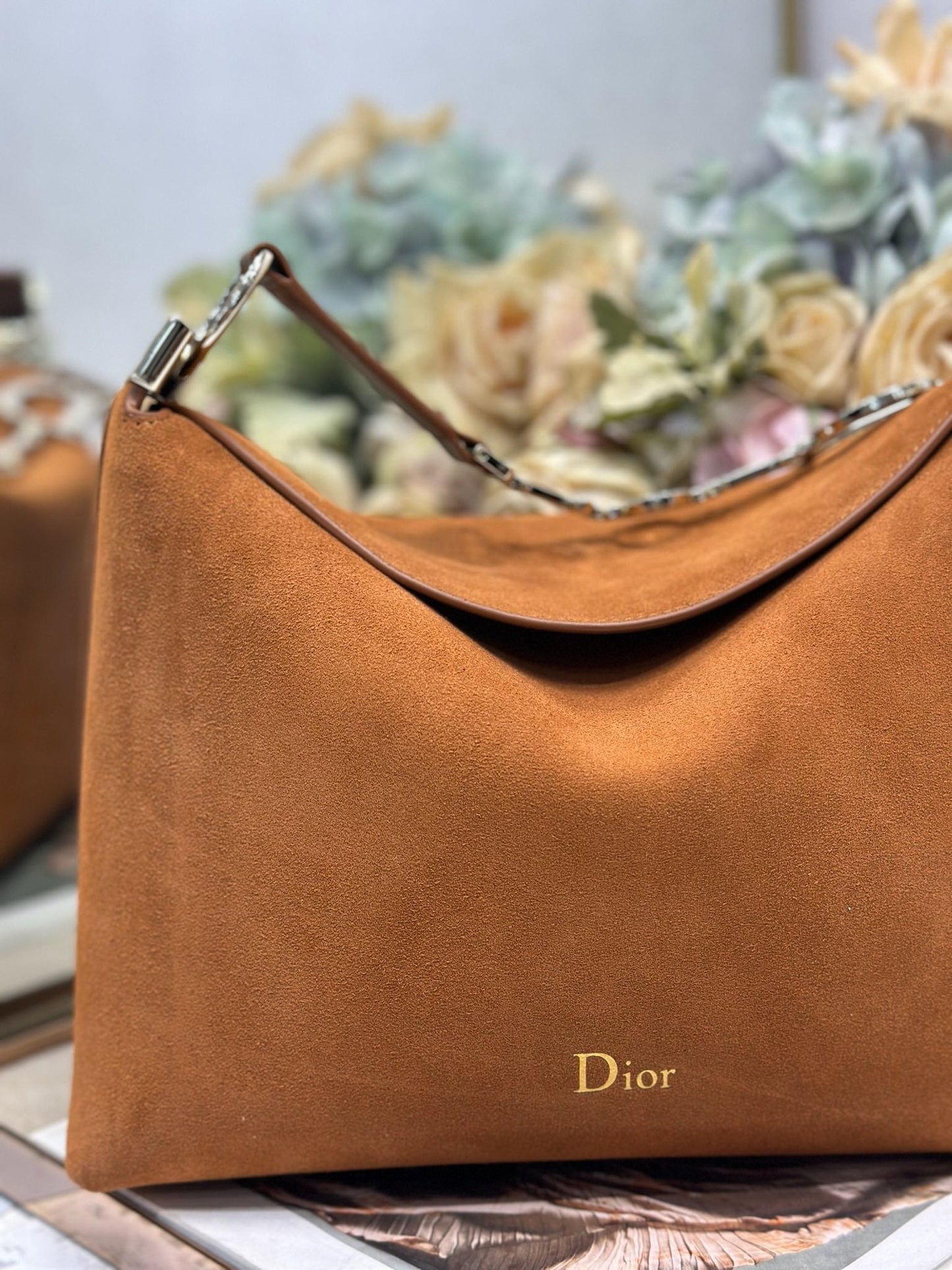 CD 26s Medium Diorly Bag Brown Suede 288361
