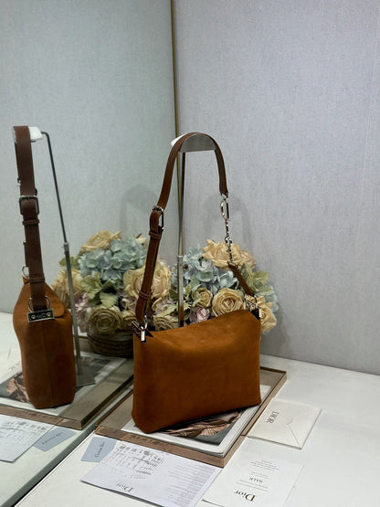 CD 26s Medium Diorly Bag Brown Suede 288361