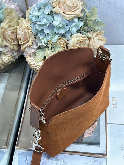 CD 26s Medium Diorly Bag Brown Suede 288361