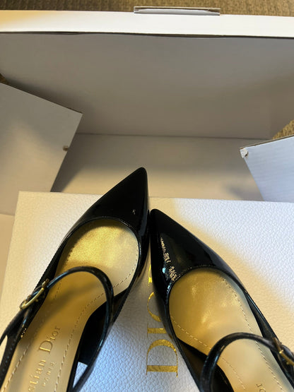 CD Icon Slingback 8cm Black Patent Leather 623093