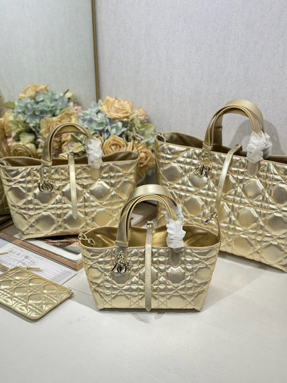 CD Toujours Bag Metallic Gold-Tone Calfskin 288529
