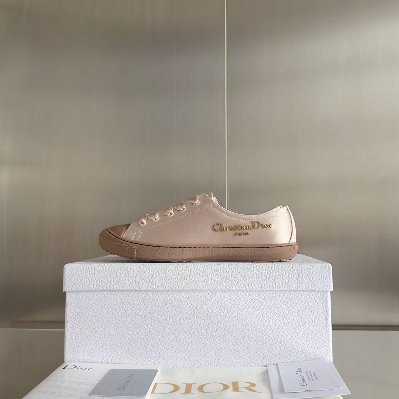 Dior Lucky Sneaker Nude Satin GHW