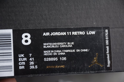 AJ 11 Low   White & University Blue