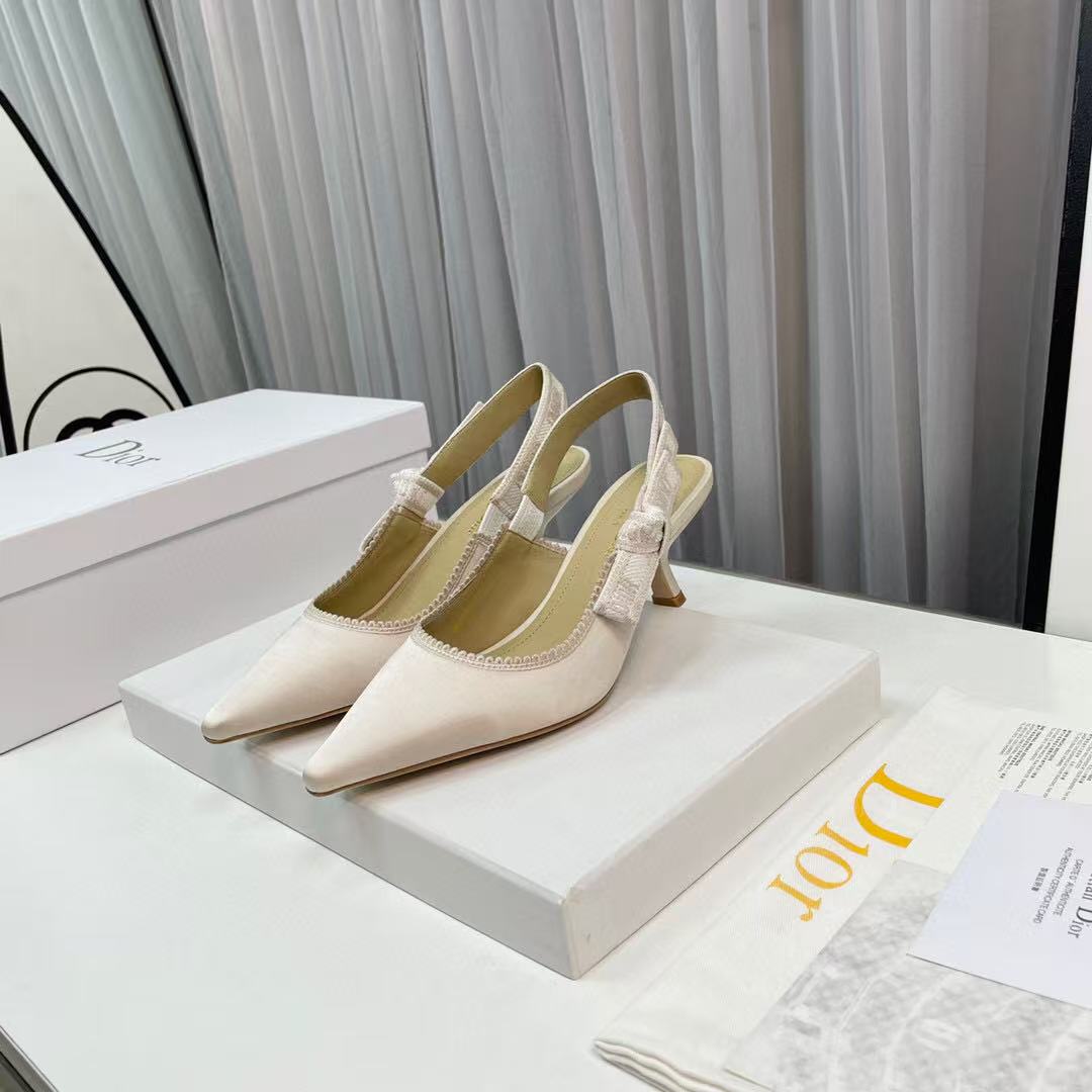 CD J'Adior Slingback Pumps 65mm Beige Satin