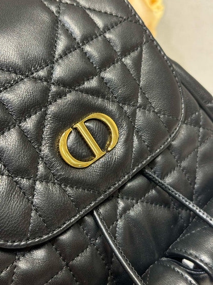 CD Caro Medium Size Backpack Black Sheepskin  23 x 26.7 x 12.5 cm