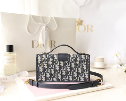 Dior Miss Montaigne Bag 20cm  Black Canvas Calfskin