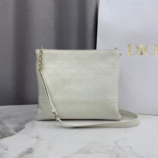 CD 26s Trianon Bag with Chain White Lambskin