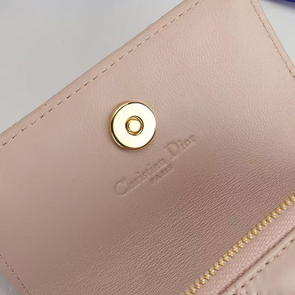Dior 2026 My Dior Glycine Wallet 11cm Pink Cannage Lambskin