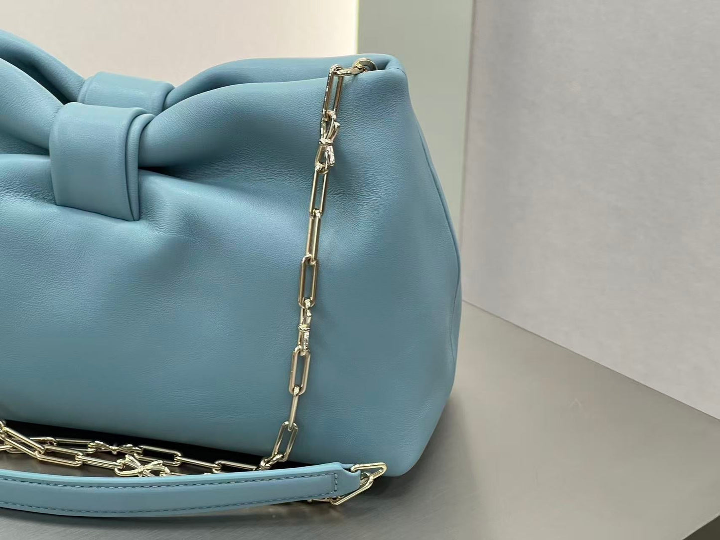 Dior 2026 Small Bow Bag 26cm Bleu Tourmaline Lambskin