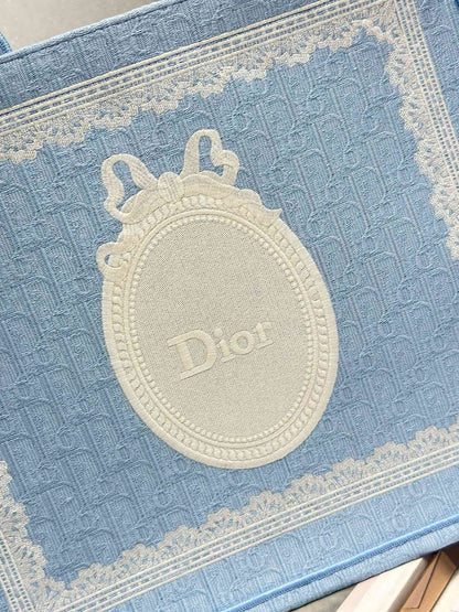 CD Book Tote Blue White in Canvas
