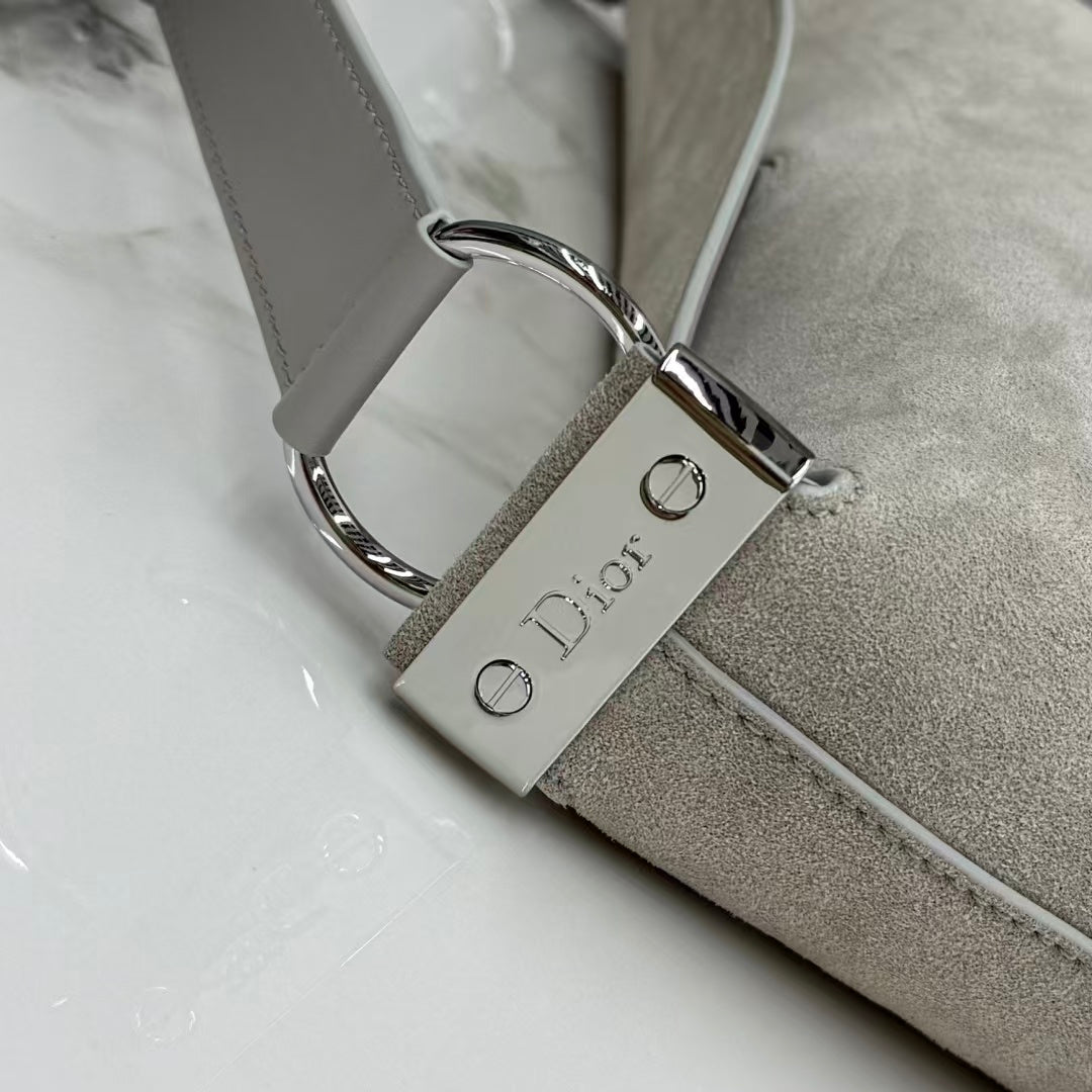 CD Diorly Shoulder Bag 31.5cm Gris Pietro Suede Leather 158564