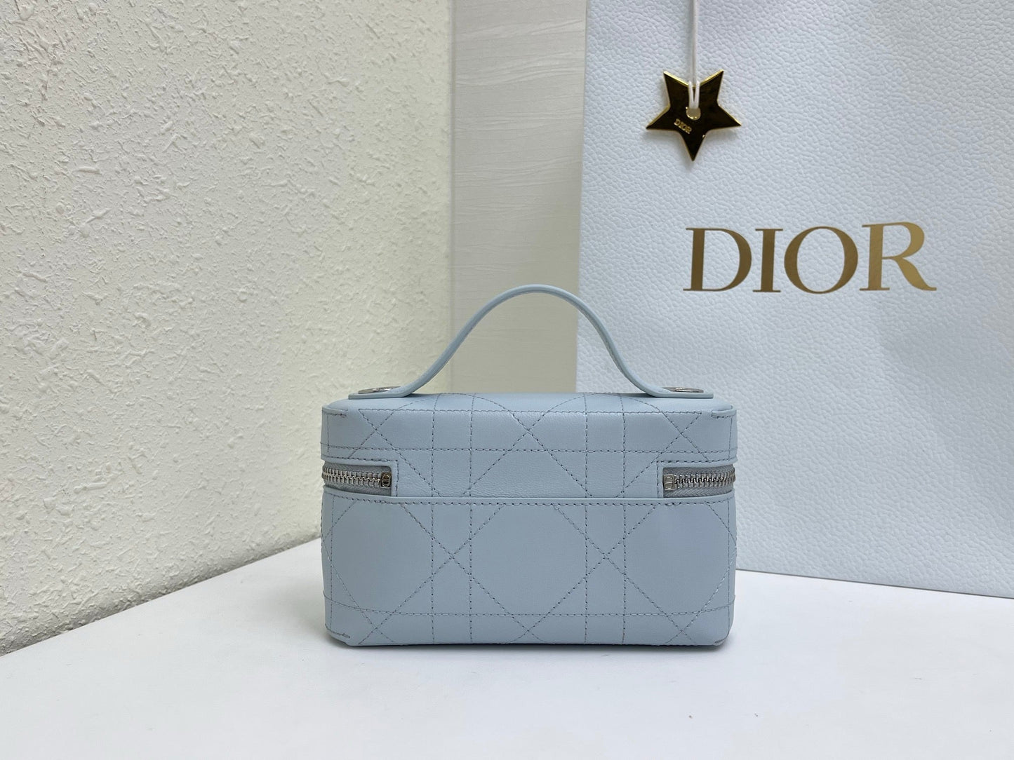 CD Trianon Soft Vanity Mini Bag Light Blue Macrocannage Lambskin