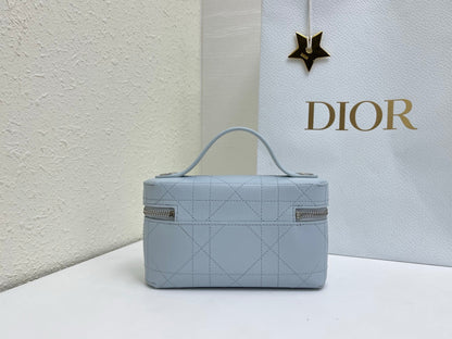 CD Trianon Soft Vanity Mini Bag Light Blue Macrocannage Lambskin