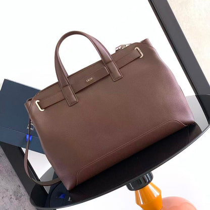 Dior 2026 Normandie Handbag 38cm Brown Grained Calfskin