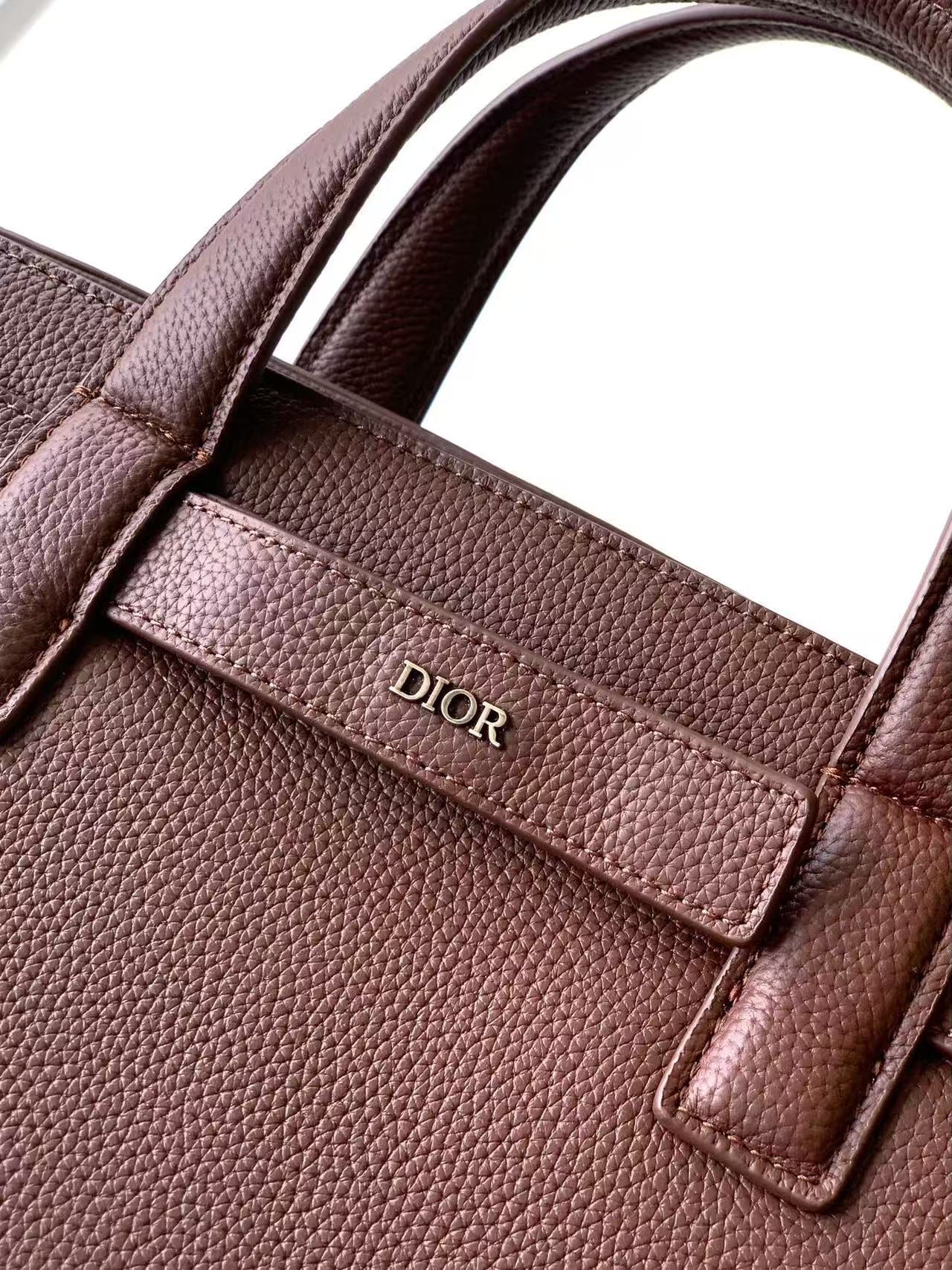 Dior 2026 Normandie Handbag 38cm Brown Grained Calfskin