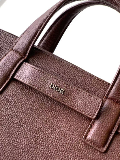 Dior 2026 Normandie Handbag 38cm Brown Grained Calfskin